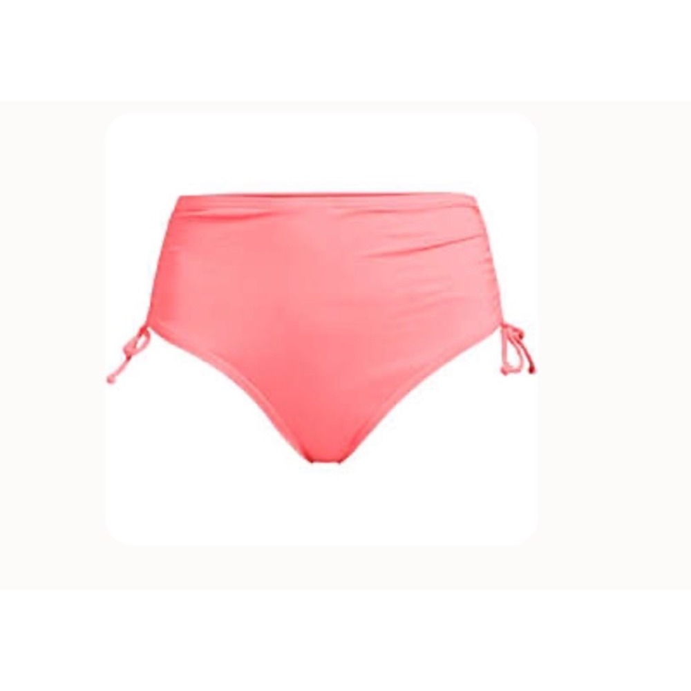 Lands End Womens Plus 2X Wood Lily Coral‎ High Waisted Adjustable Bikini Bottoms